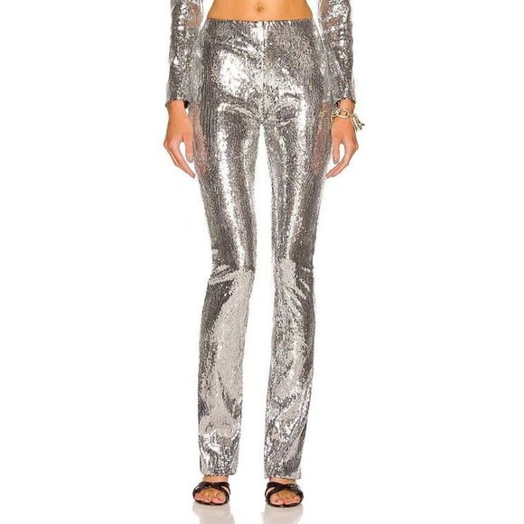 DANIELE CARLOTTA Sequin Pants Silver - Picture 2 of 7